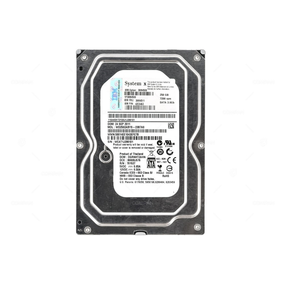 39M4511 IBM HDD 250GB 7.2K SATA 3G 3.5" LFF